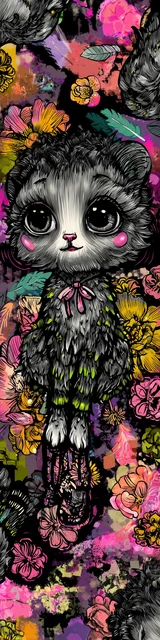 Free kawaii cats bookmark featuring a gray kawaii cat